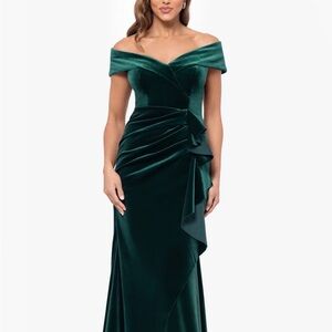 Xscape Strapless Dark Green Dress